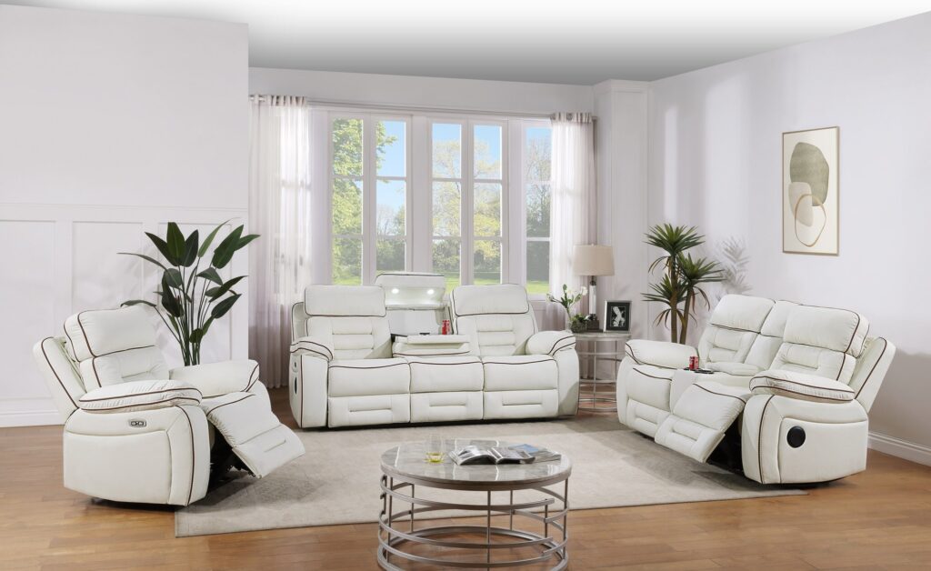 SH8898WHT Leather Sofa Set